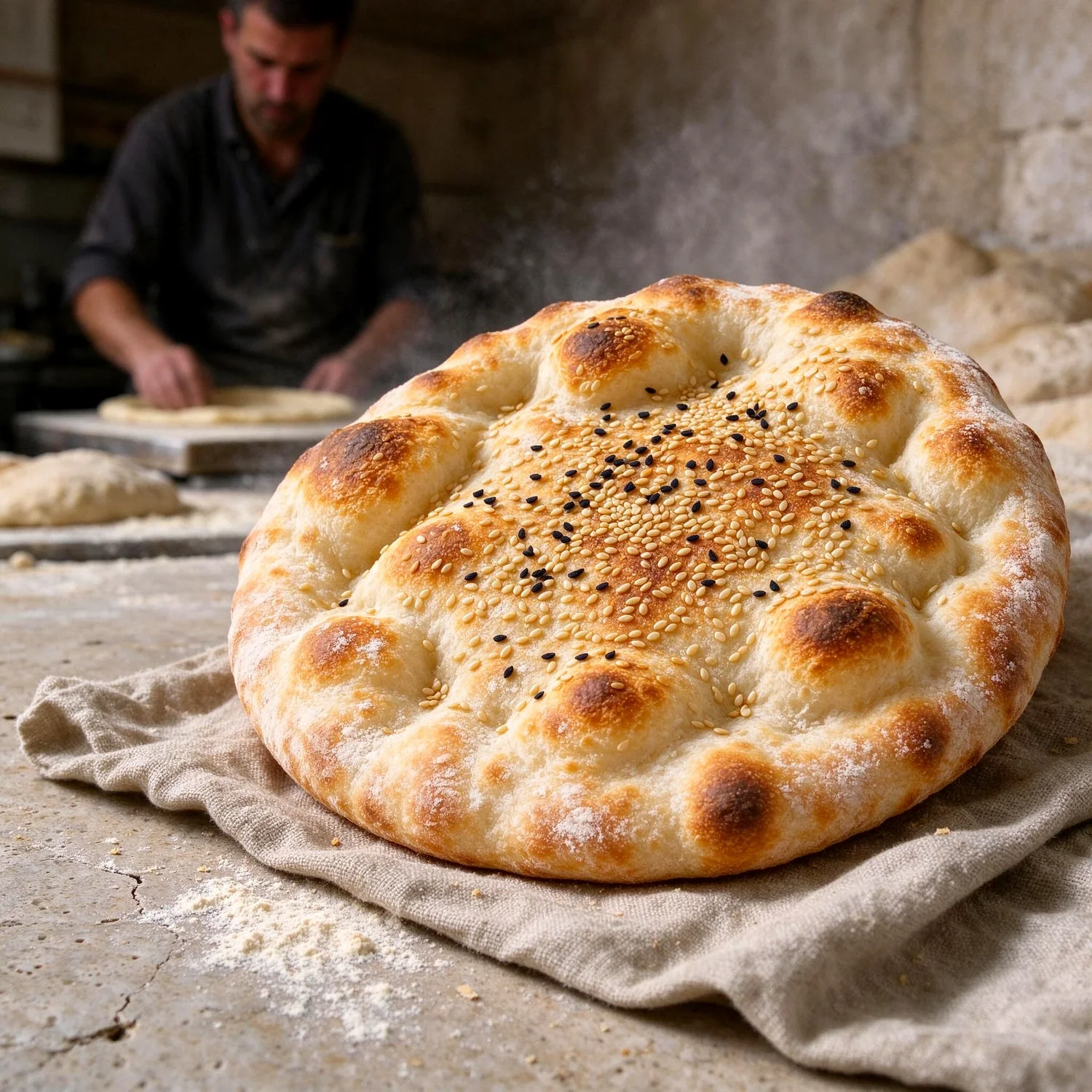 Auswahl an frischen Brotsorten und mediterranen Backwaren